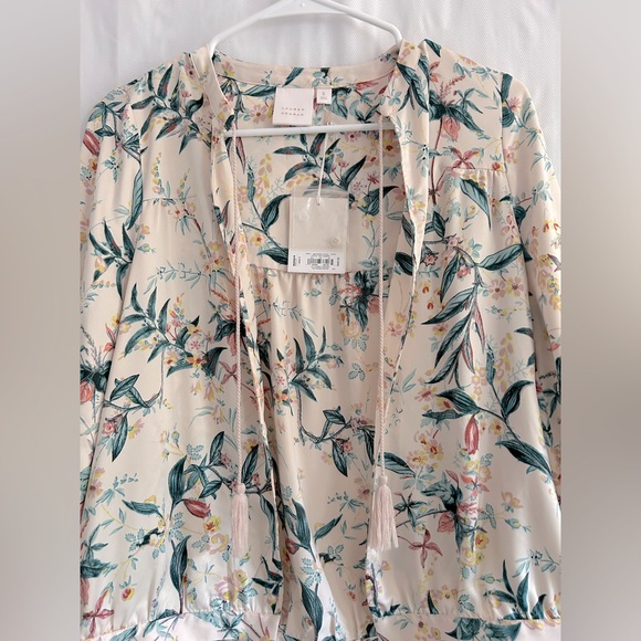 Women's LC Lauren Conrad Floral Lightweight Bomber Jacket Open Cardigan Size S - Picture 4 of 12